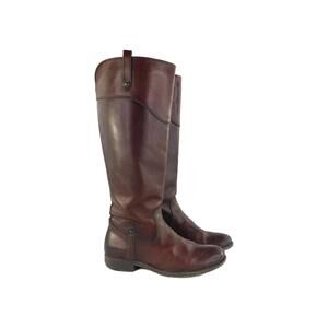 Frye Melissa Tab Tall Riding Boot US 7 B Brown Knee-Hi Casual Low Block  Heels